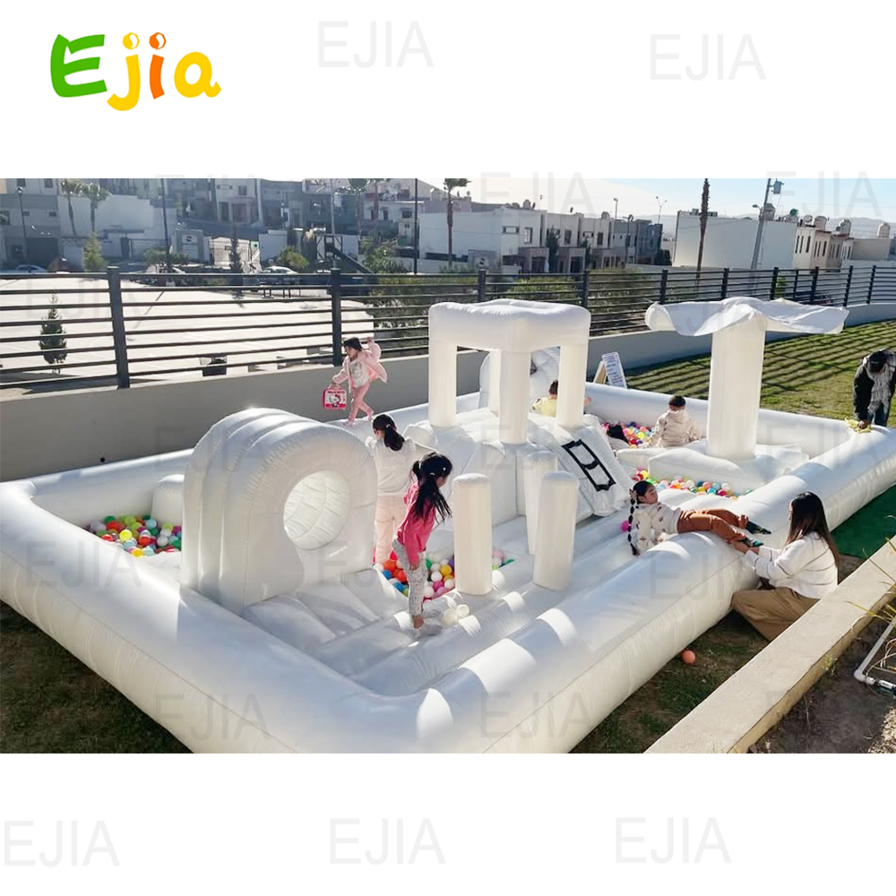 Kids Outdoor Obstacle Course Equipment - Kolam Seluncuran Air Bouncer Tiup Taman