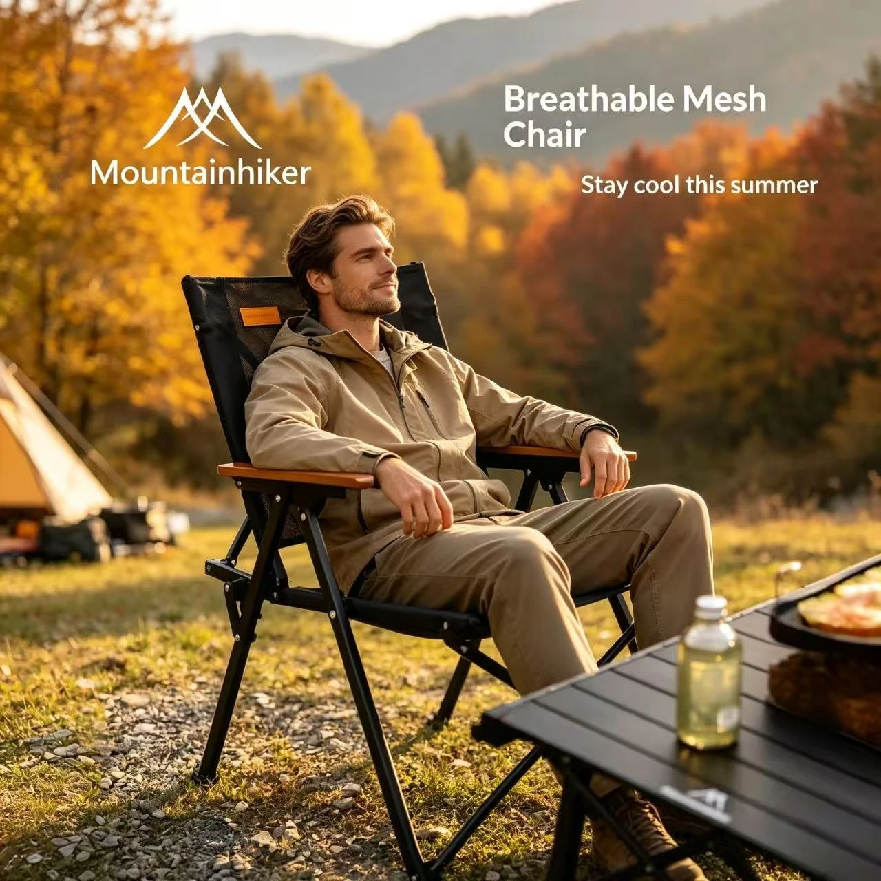 Kids Outdoor Wooden Table - Kursi Camping Jaring Bernapas Mountaineer dengan