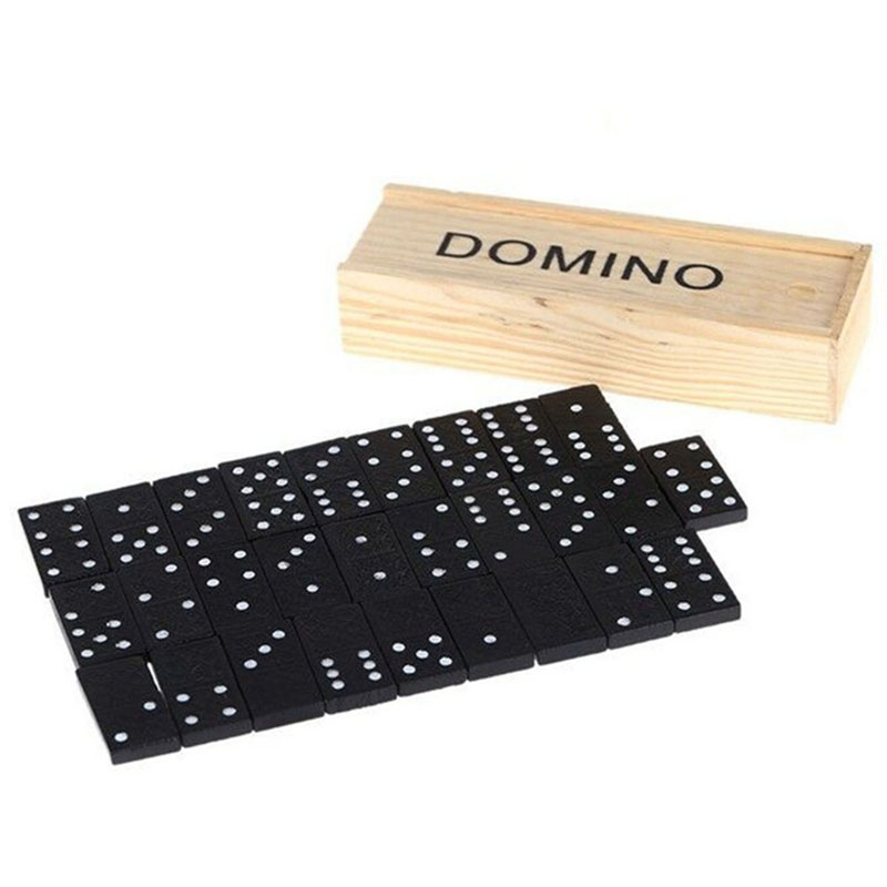 Kids Outdoor Wooden Table - 28 Buah/Set Permainan Papan Domino Kayu