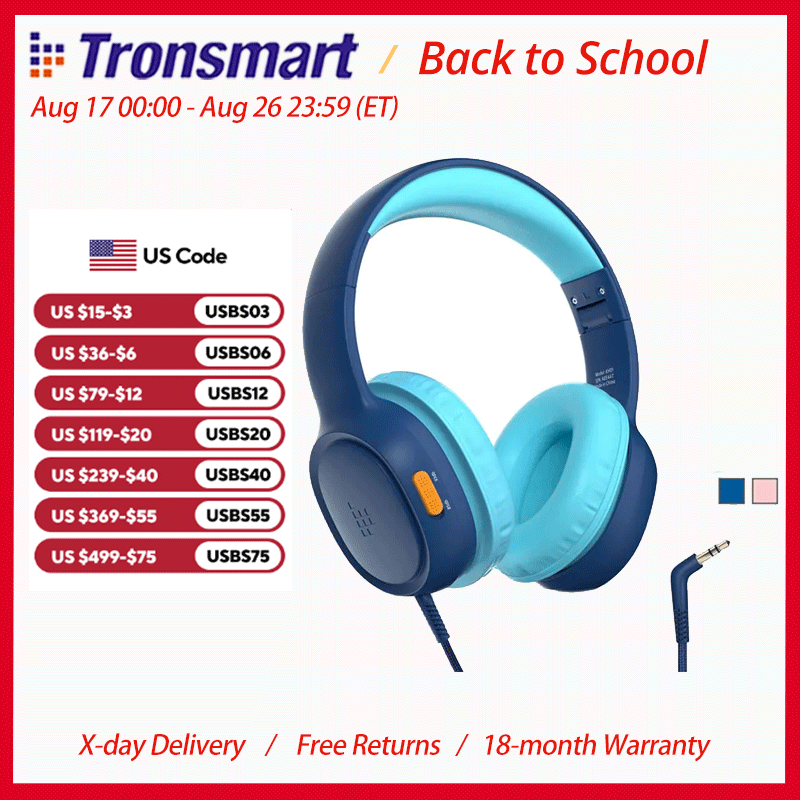 Kids Outdoor Videos - Headphone Tronsmart, Headset Anak Berkabel KH01