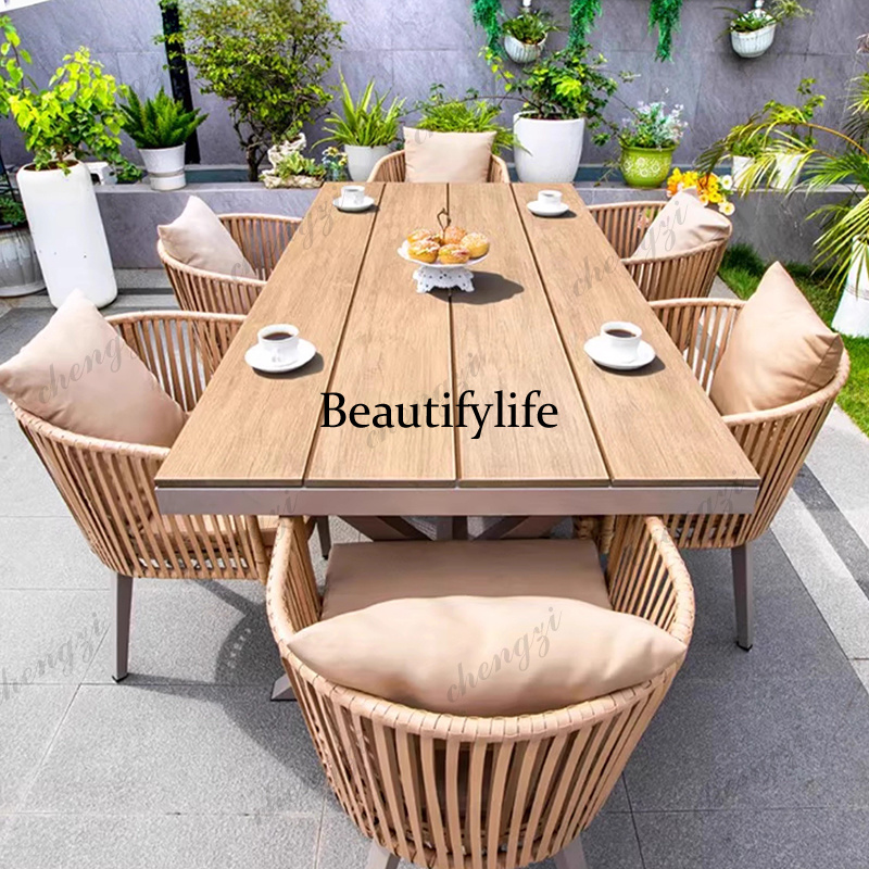Kids Outdoor Wooden Table - Set Meja Luar Ruangan dengan Pelapis,
