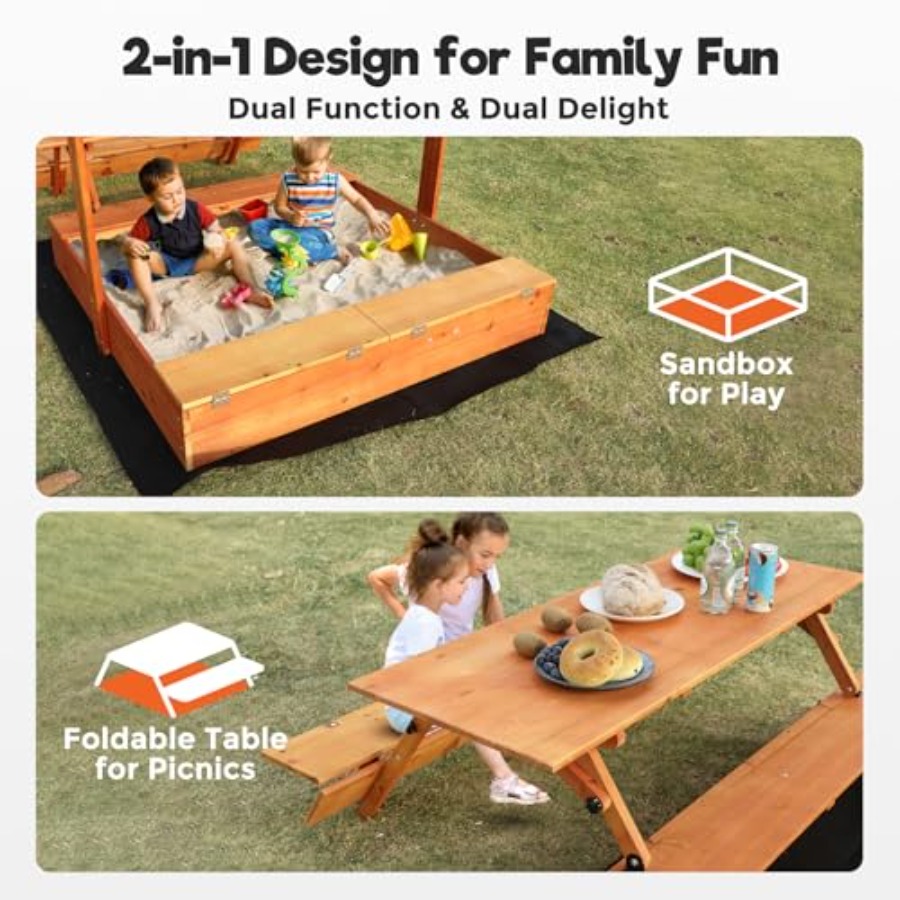 Kotak pasir kayu untuk anak-an - Kids Outdoor Wooden Table ulasan dan harga