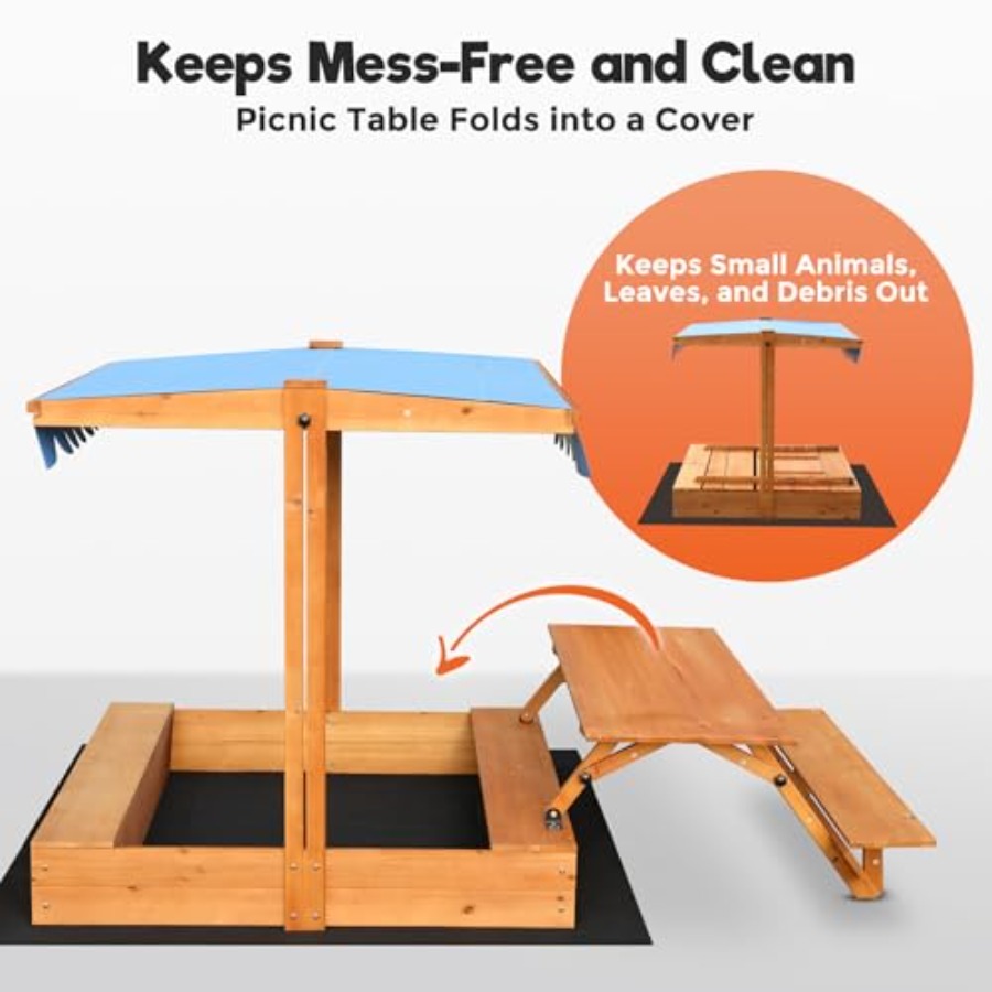 Kotak pasir kayu untuk anak-an - Kids Outdoor Wooden Table ulasan dan harga