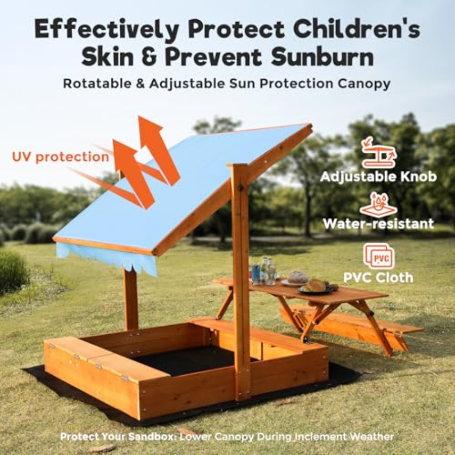 Kotak pasir kayu untuk anak-an - Kids Outdoor Wooden Table ulasan dan harga