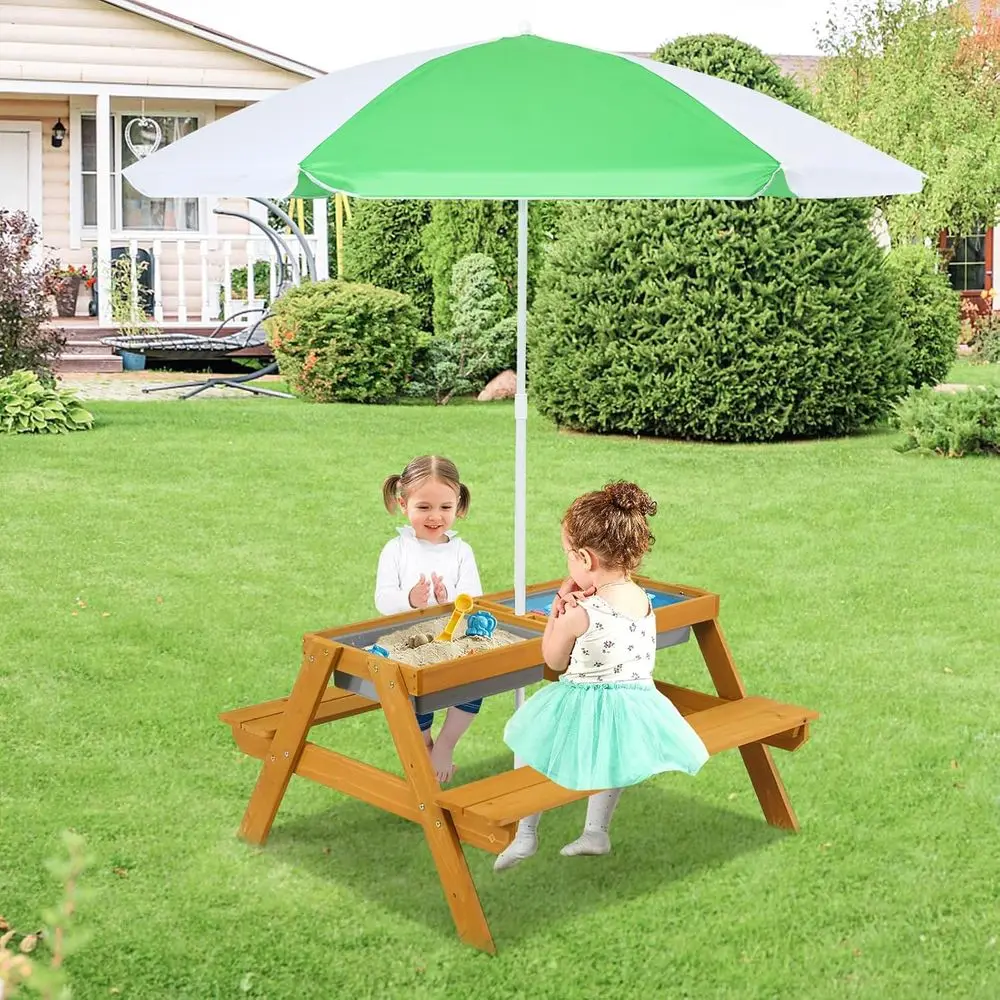 Meja Piknik Anak 3-in-1 yang D - Kids Outdoor Wooden Table ulasan dan harga