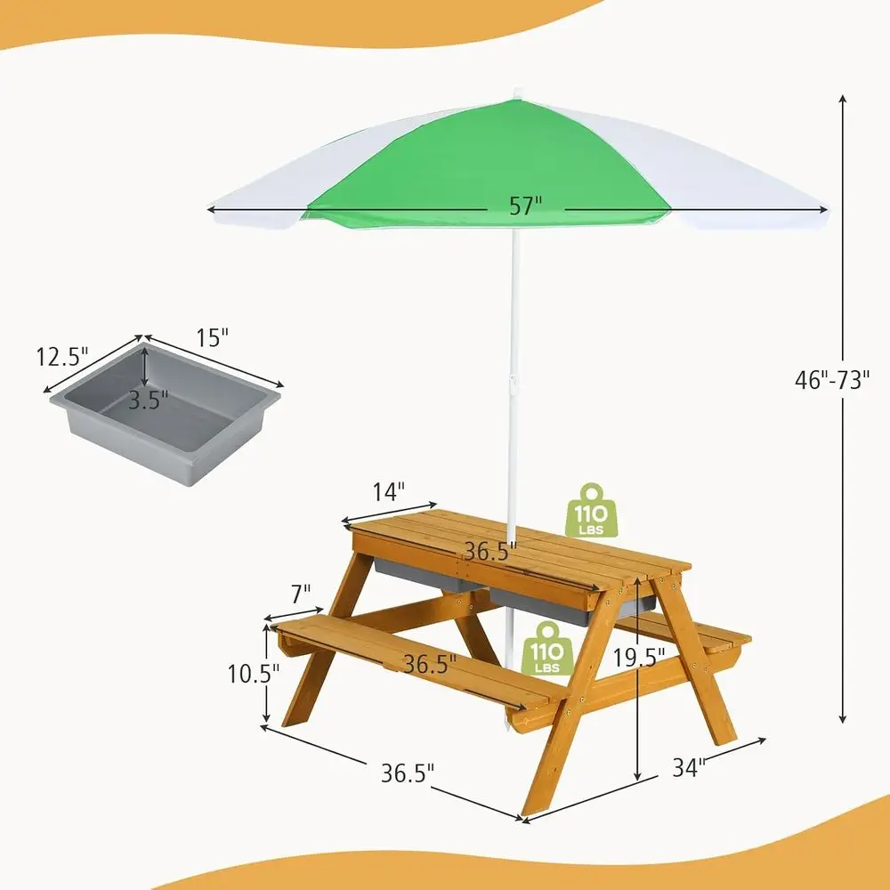 Meja Piknik Anak 3-in-1 yang D - Kids Outdoor Wooden Table ulasan dan harga