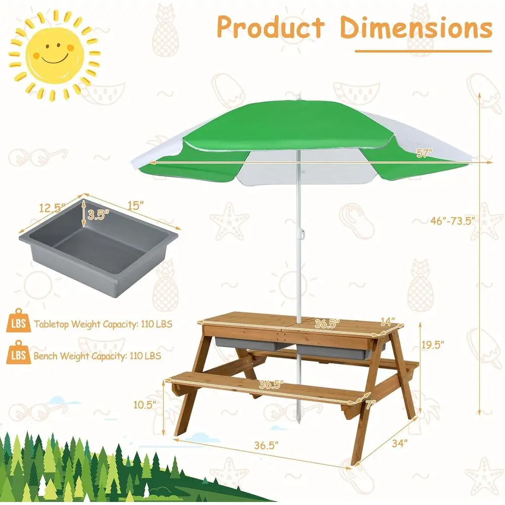 Meja Piknik Kayu 4-in-1 untuk  - Kids Outdoor Wooden Table ulasan dan harga