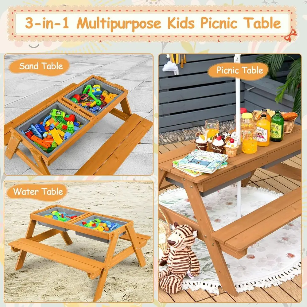 Meja Piknik Kayu 4-in-1 untuk  - Kids Outdoor Wooden Table ulasan dan harga