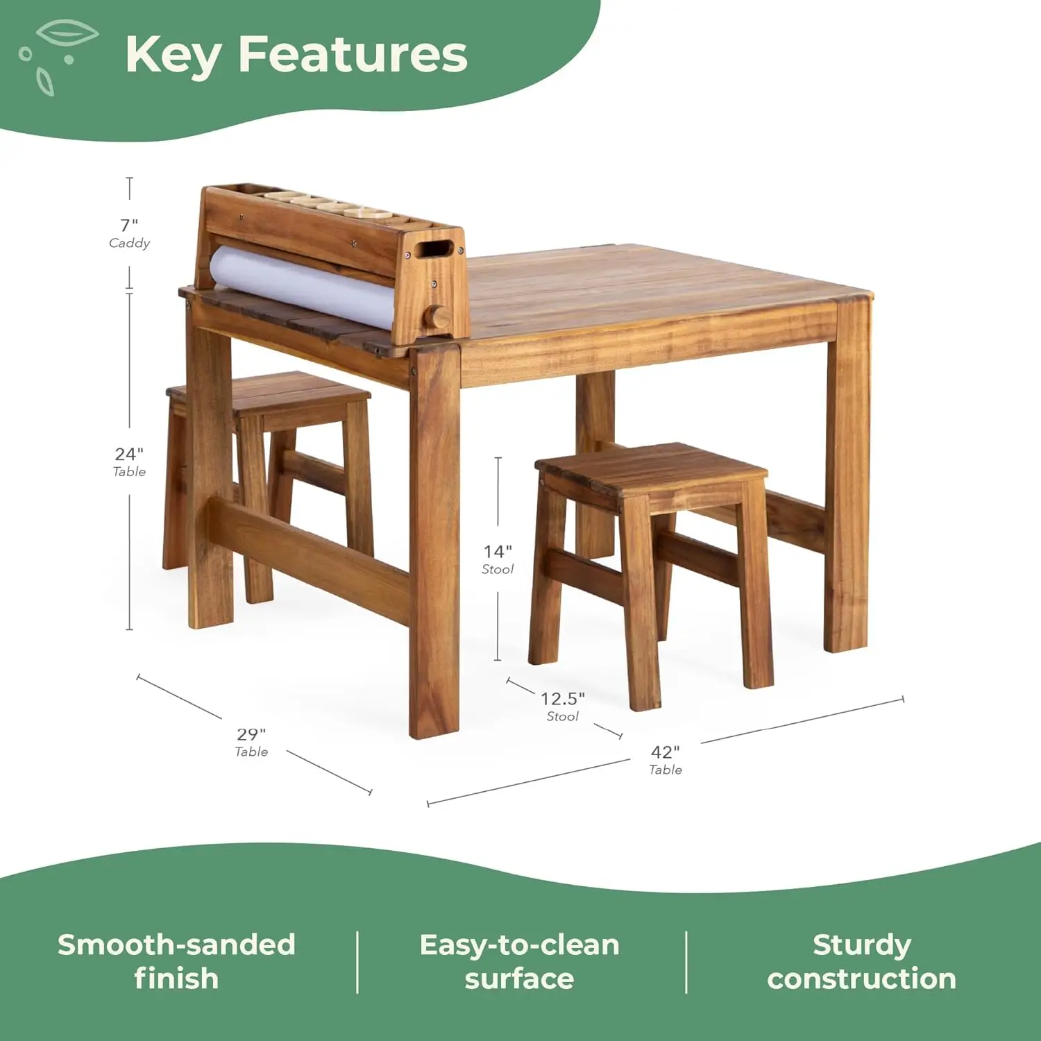 Set Meja dan Kursi Seni Luar R - Kids Outdoor Wooden Table ulasan dan harga