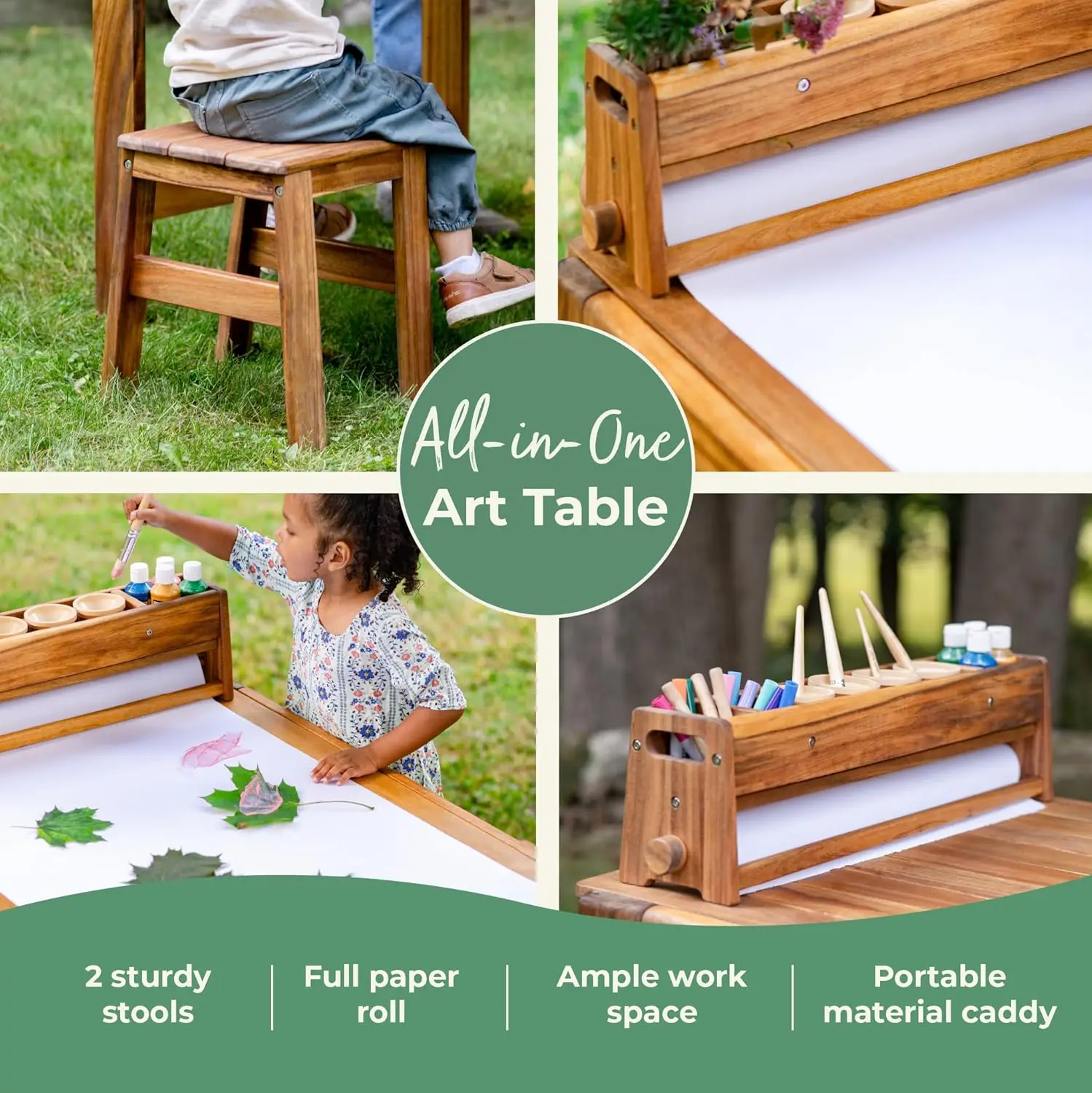 Set Meja dan Kursi Seni Luar R - Kids Outdoor Wooden Table ulasan dan harga