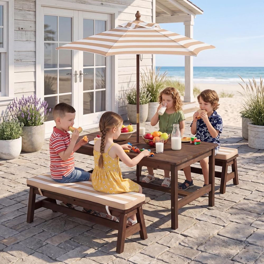 Meja Piknik Anak, Meja Besar 4 - Kids Outdoor Wooden Table ulasan dan harga