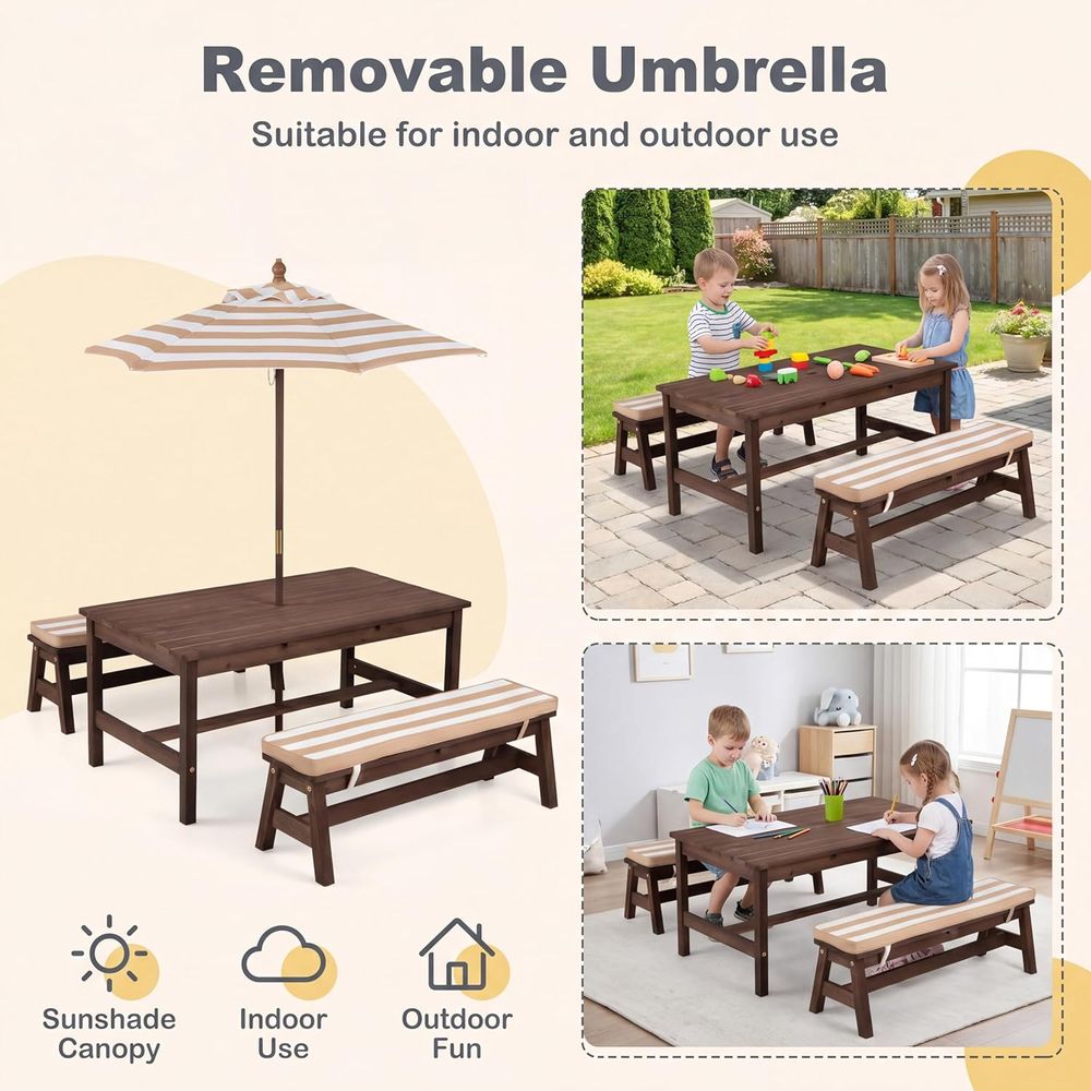 Meja Piknik Anak, Meja Besar 4 - Kids Outdoor Wooden Table ulasan dan harga