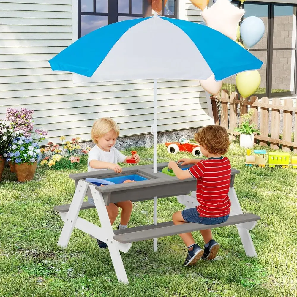 Meja Piknik Kayu 3-in-1 yang D - Kids Outdoor Wooden Table ulasan dan harga