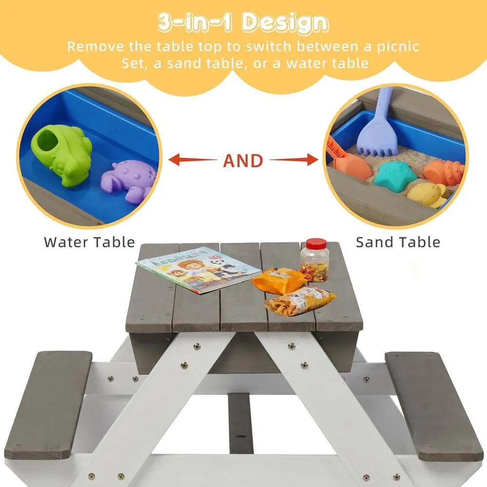 Meja Piknik Kayu 3-in-1 yang D - Kids Outdoor Wooden Table ulasan dan harga